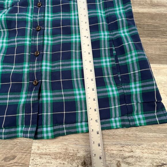L.L Bean Green Blue Mens L Plaid Tartan Shacket Quilted Lined Button Up Jacket - Picture 5 of 9